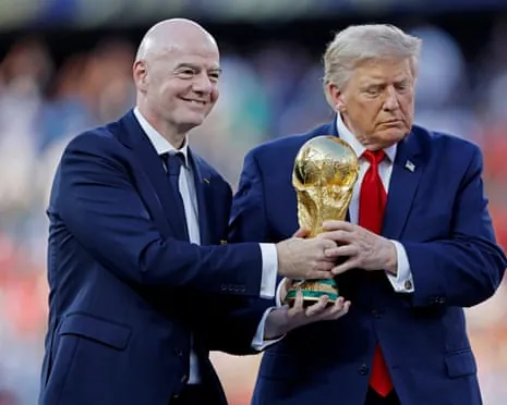 Gianni Infantino with Donald Trump at the World Cup final