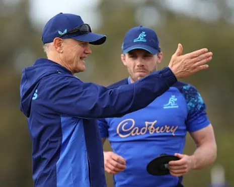 Wallabies head coach Joe Schmidt during a training session at Waterbank